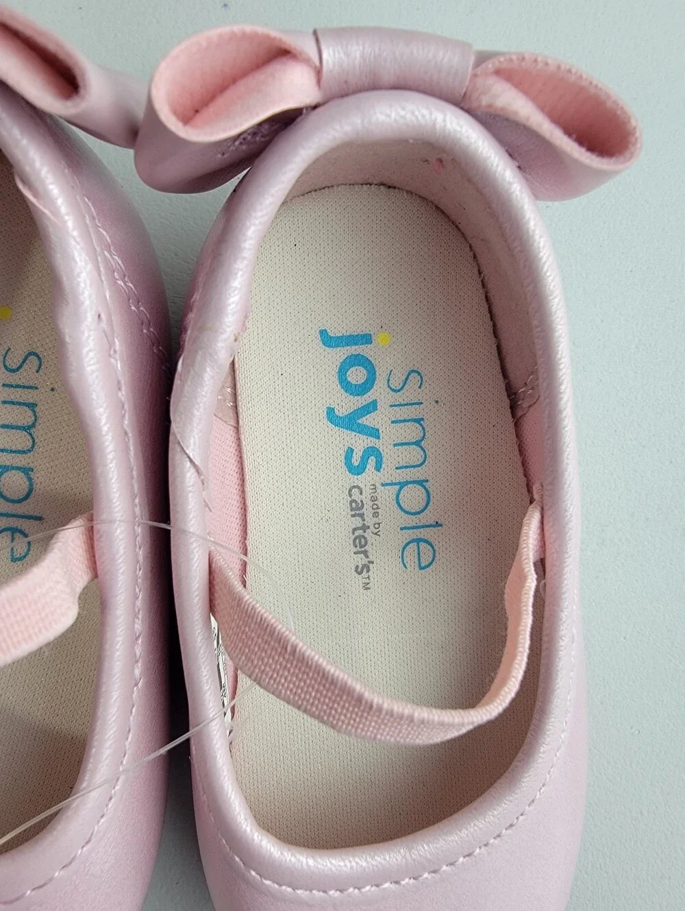 Lot of 2 Pairs Slip On Toddler Shoes Size 4 Carter's Ballet Flat W/ Bow, OshKosh